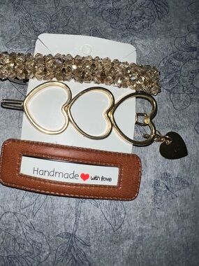 Handmade Gold Heart Hair Accessory Set of 3